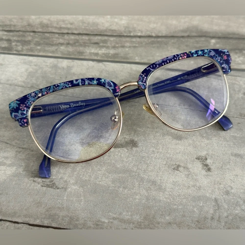 VERA BRADLEY LUNA FRENCH PAISLEY PURPLE GOLD 48-16-135 FLEX HINGE Child Frame